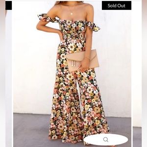 VICI! Onyx Garden Floral Pocketed Jumpsuit!
